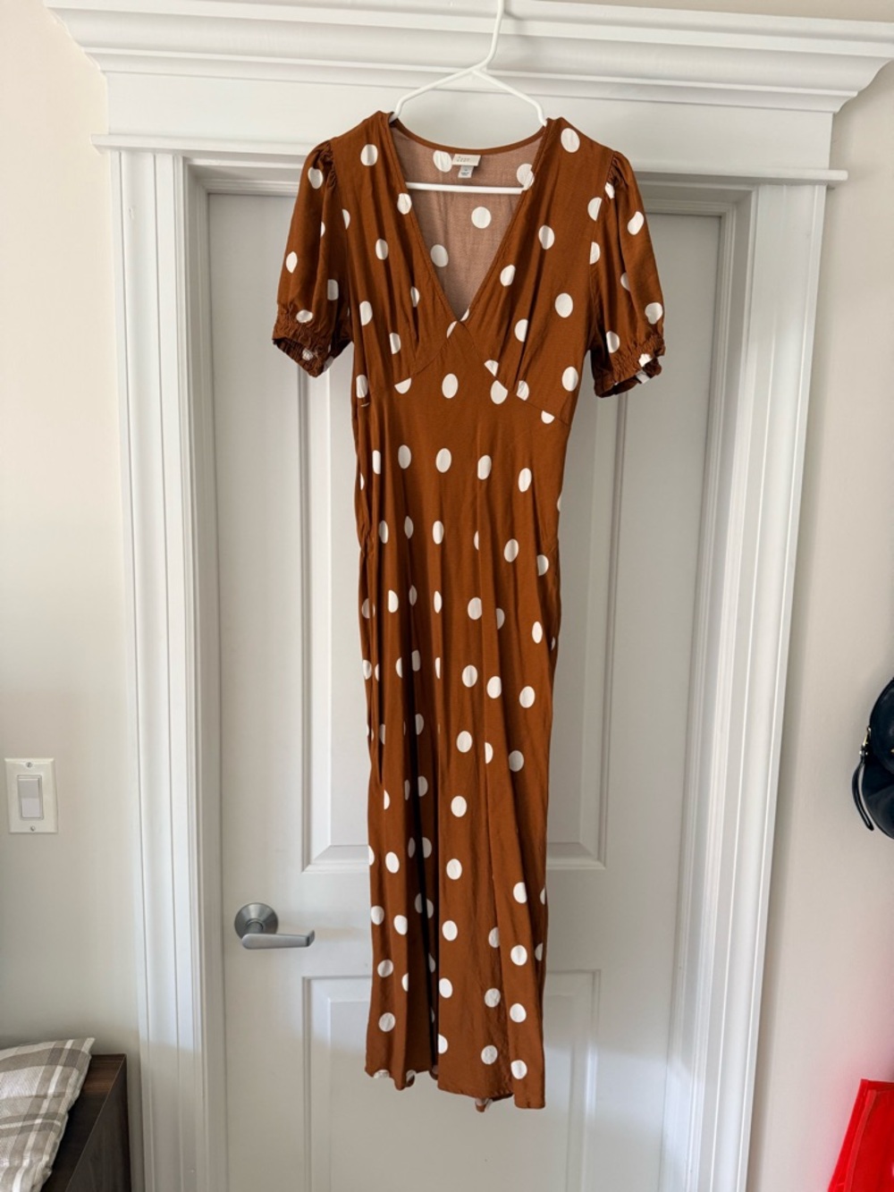 a new day Rust Maxi Dress with White Polka Dots